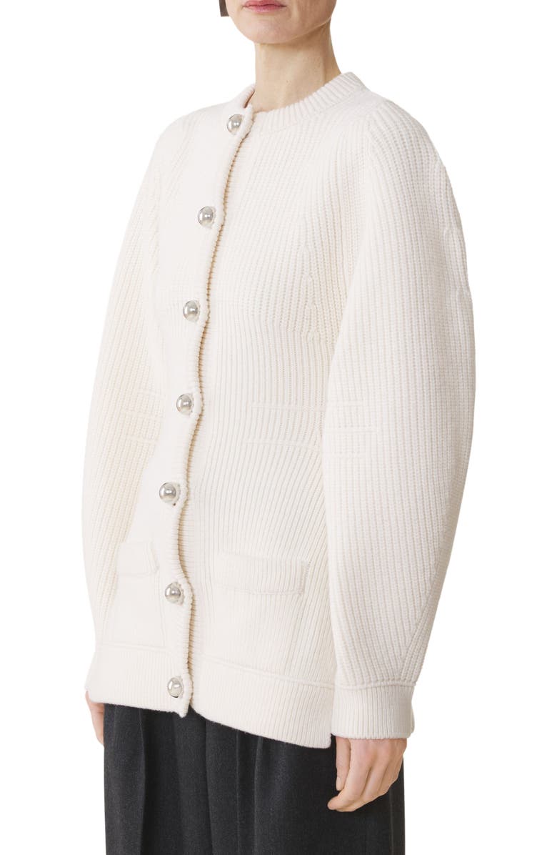 Lanvin Wool Ribbed Cardigan, Alternate, color, Cloth