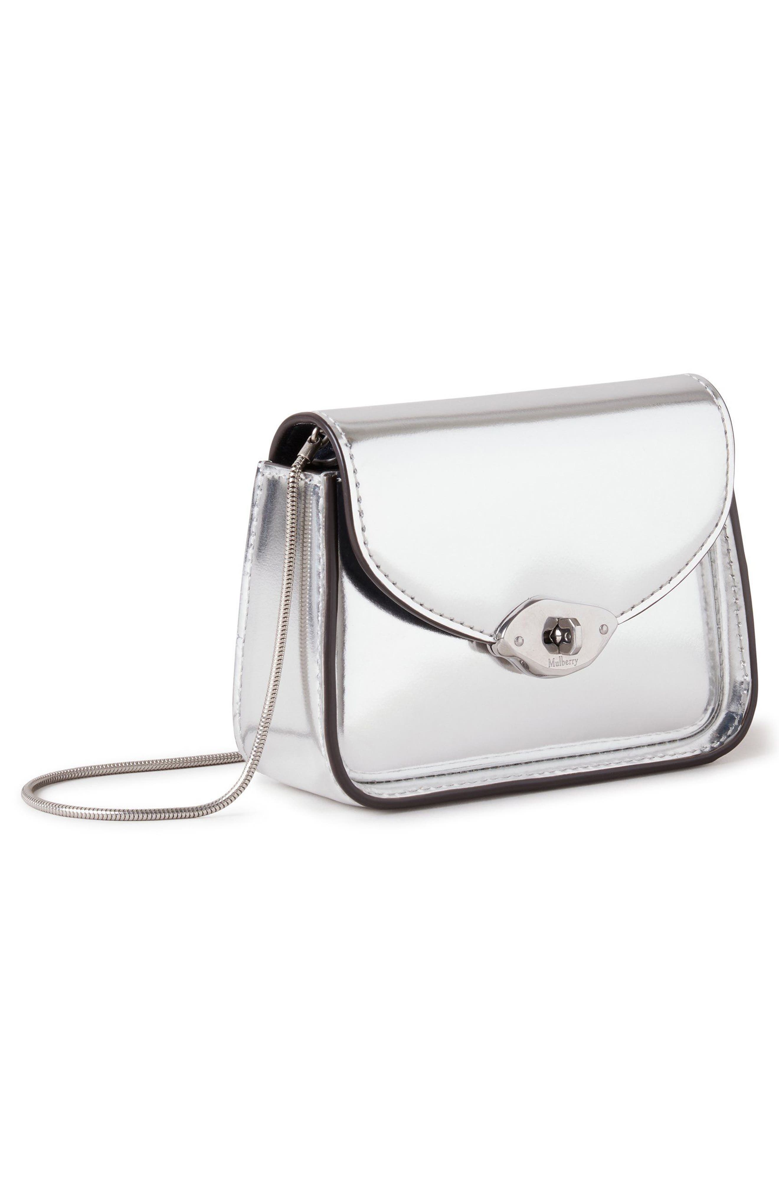 Mini Lana Metallic Leather Crossbody Bag, Alternate, color, SILVER