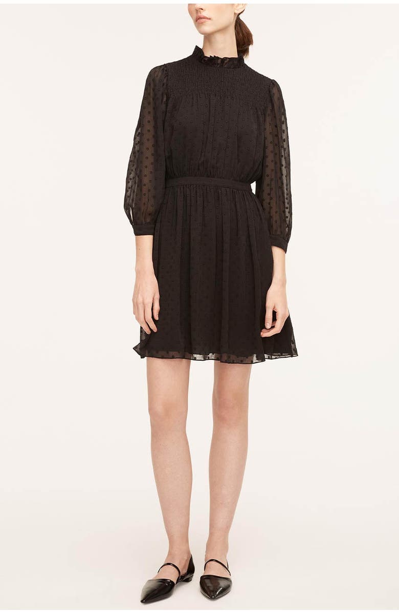 Rebecca Taylor Clip-Dot Shirt Dress, Main, color, Black