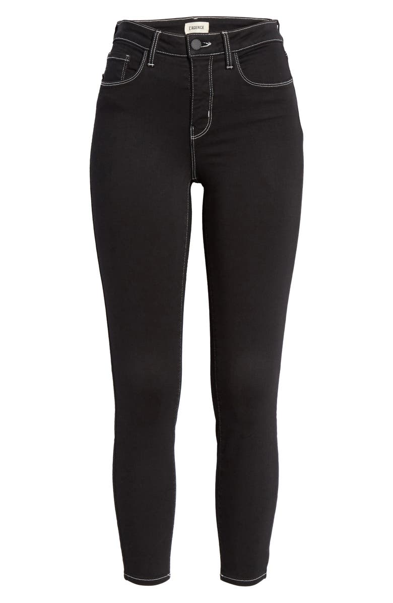 L'AGENCE Margot Contrast Stitch Crop Skinny Jeans, Alternate, color,
