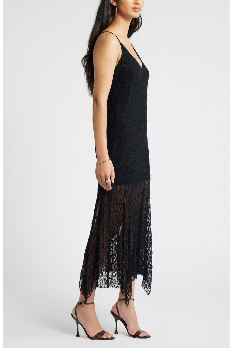 Lace Midi Dress, Alternate, color, BLACK