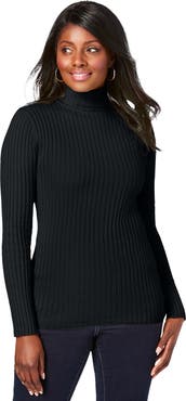 Jessica London Ribbed Cotton Turtleneck Sweater