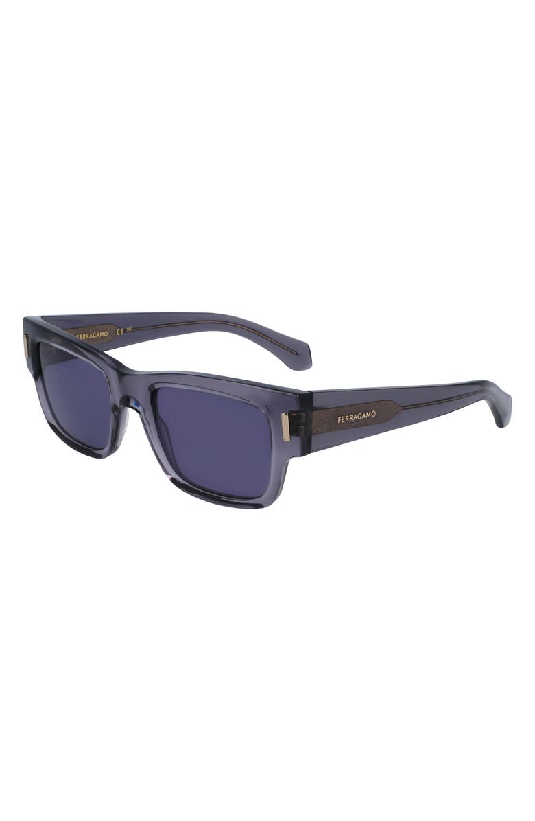 FERRAGAMO Rivets 53mm Rectangular Sunglasses, Alternate, color, Transparent Grey