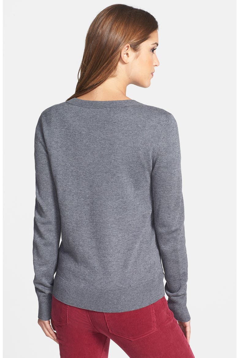 'Letterman' Sweater, Alternate, color, MEDIUM HEATHER GREY COMBO