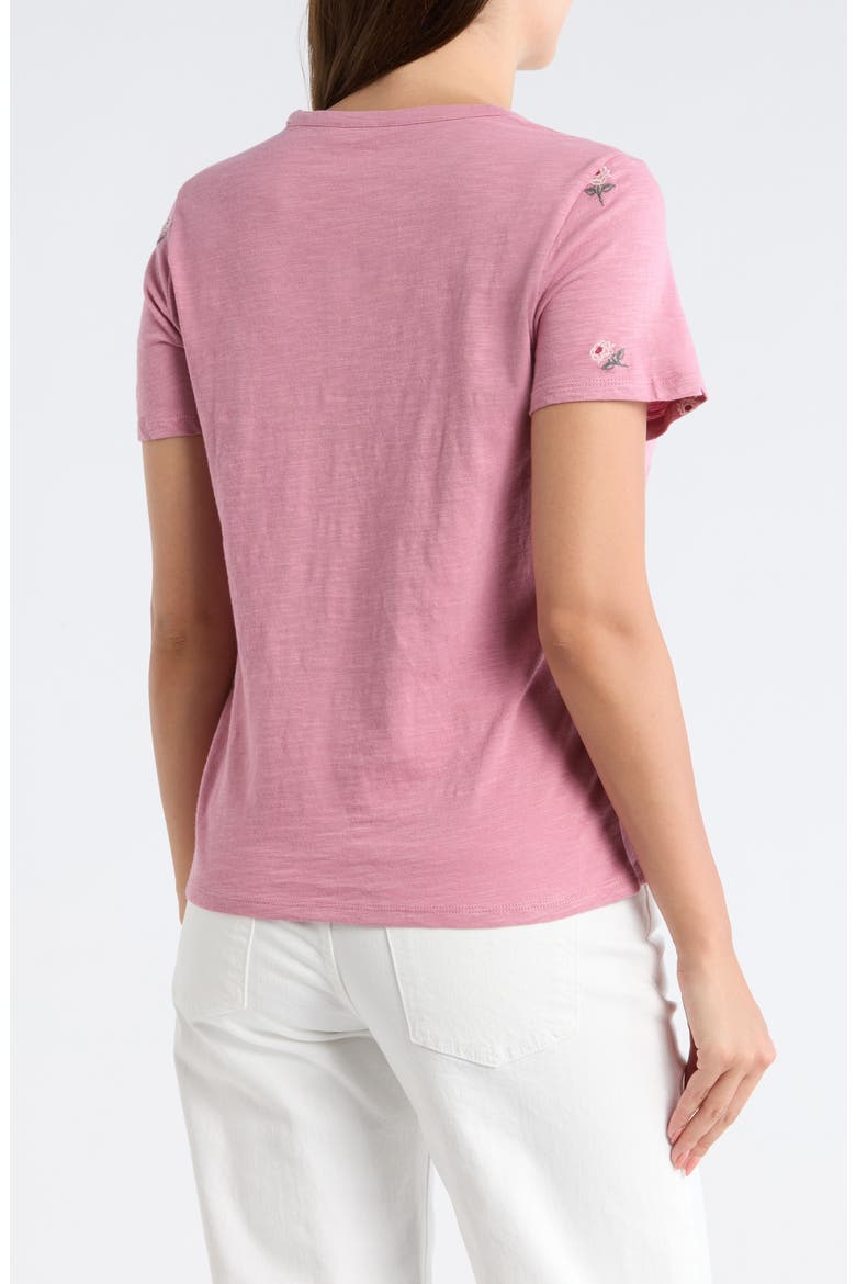 Embroidered Cotton T-Shirt, Alternate, color, ROSE PRINT MIX