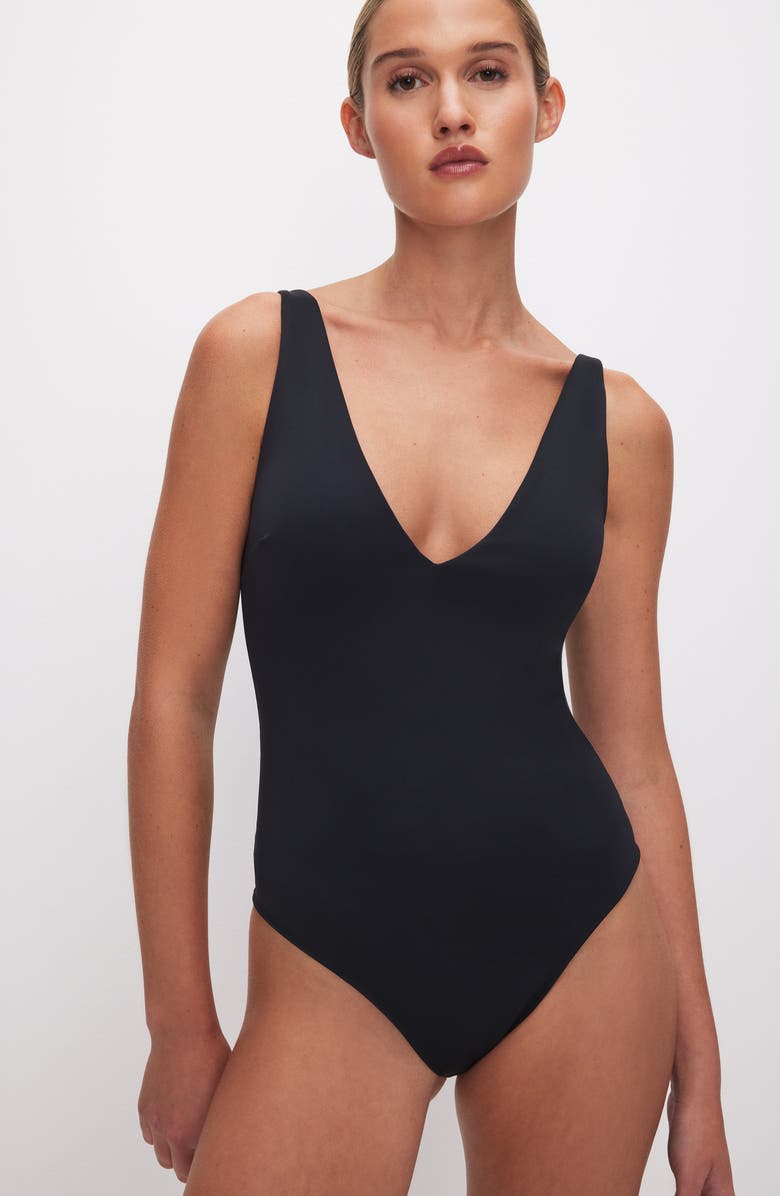 Good American Sculpting V-Neck Tank Bodysuit, Alternate, color, 