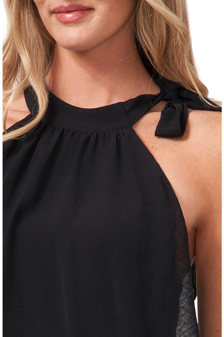 Shoulder Bow Tiered Ruffle Crinkle Chiffon Blouse, Alternate, color, RICH BLACK