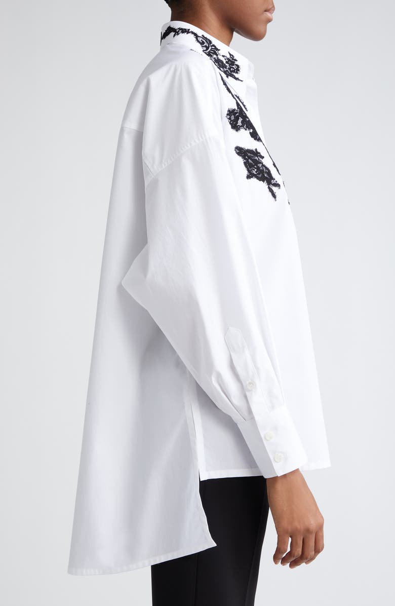 Dolce&Gabbana Floral Lace High-Low Button-Up Shirt, Alternate, color,