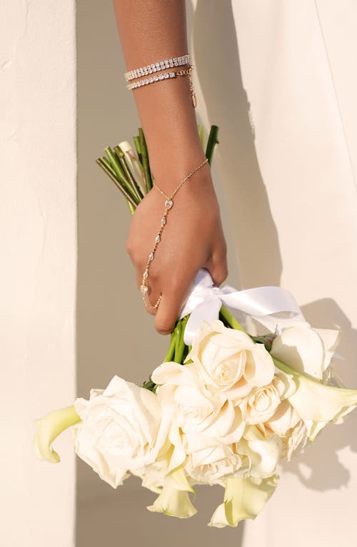 Ettika Cubic Zirconia Bezel Hand Chain In Gold