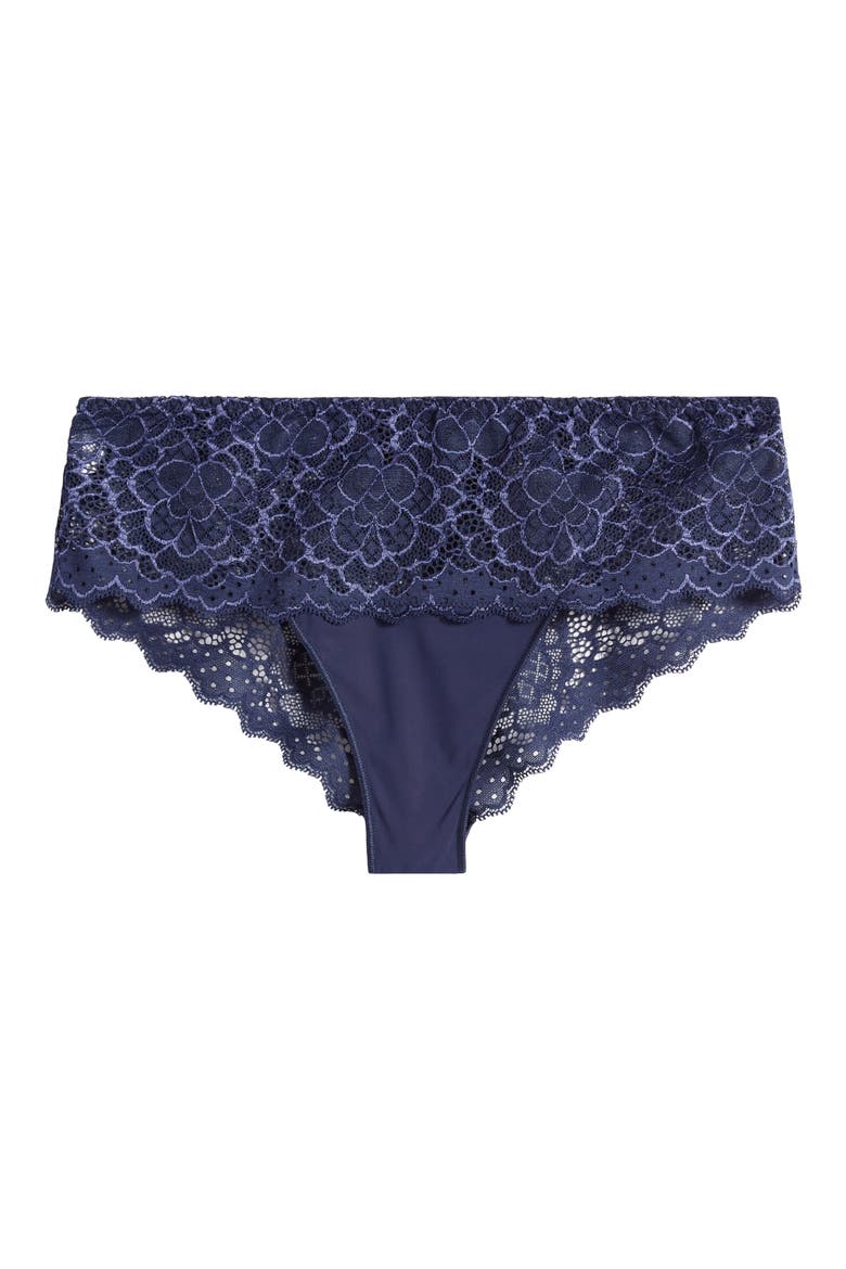 'Caresse' Lace Boyshorts, Alternate, color, INK BLUE