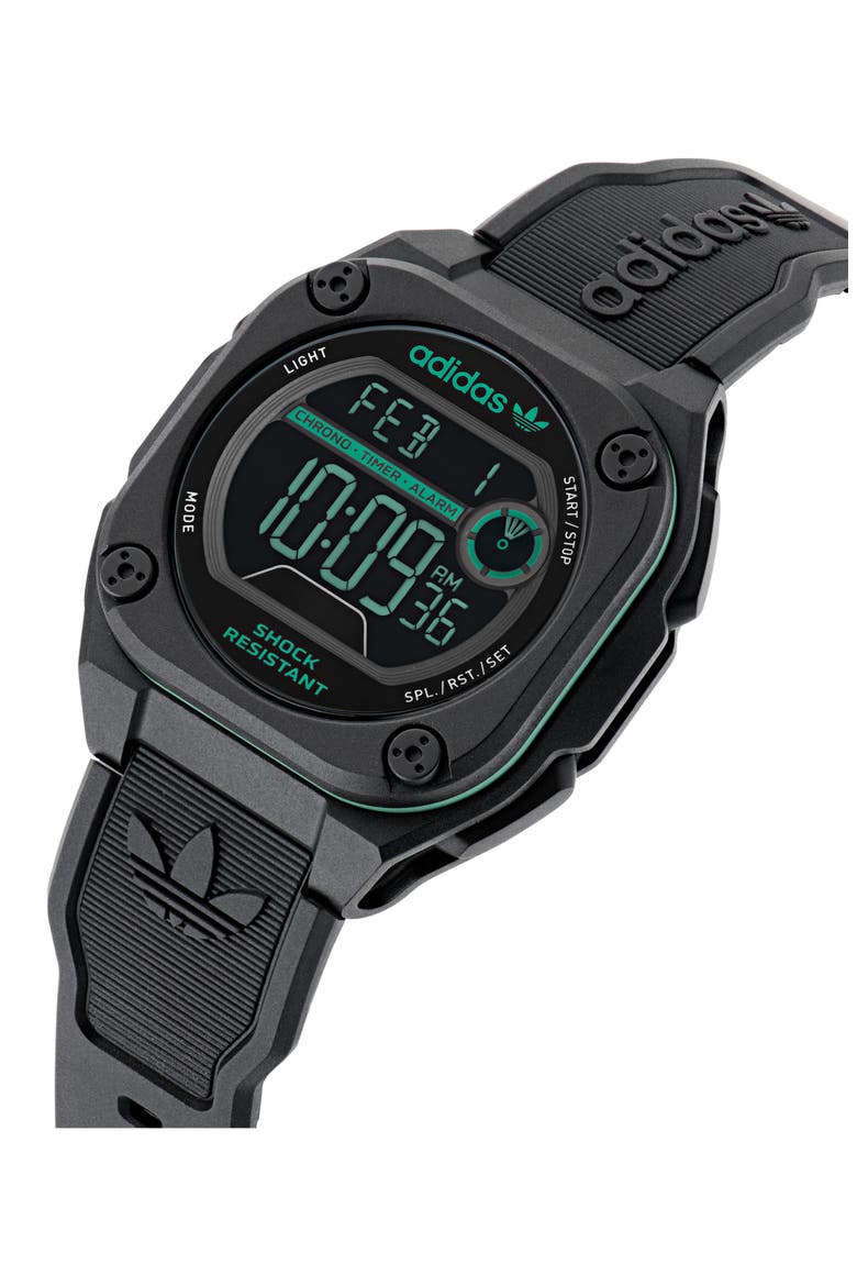 City Tech Two Resin Strap Watch, 45mm, Alternate, color, BLACK/ GREEN