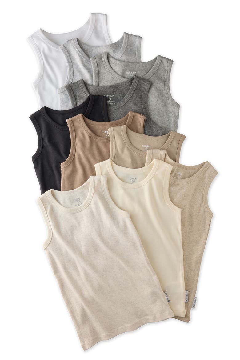 Malone Assorted 10-Pack Organic Cotton Muscle Tees, Main, color, STONE NATURAL RAINBOW