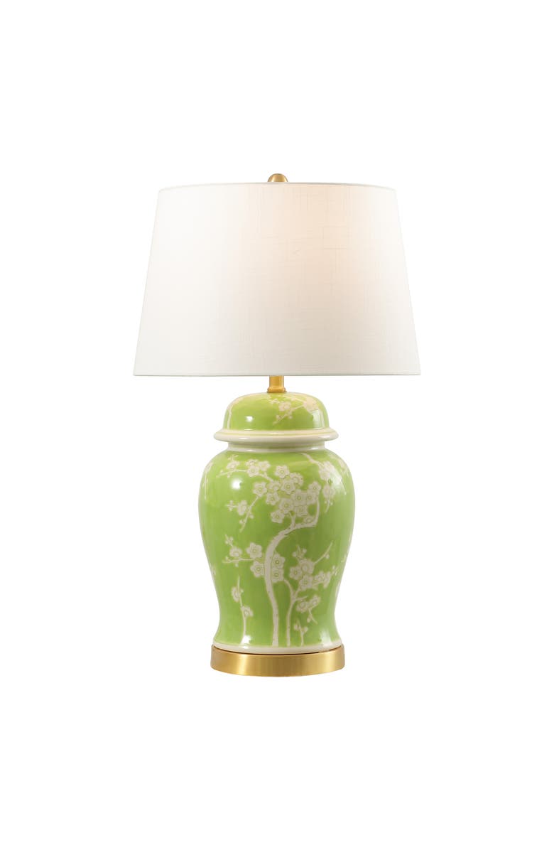 JONATHAN Y Gracie 29.5" Traditional Cottage Ceramic/Metal Ginger Jar LED Table Lamp, Alternate, color, Green/White