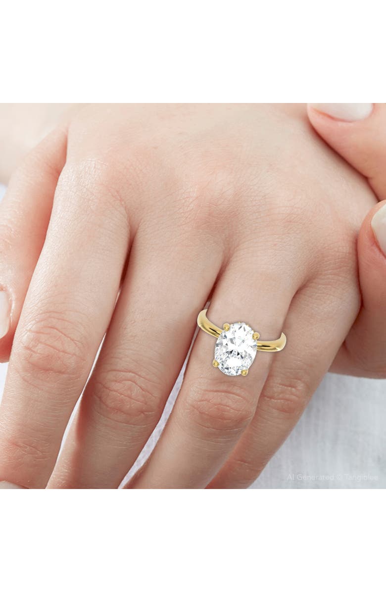 Bliss Diamond Certified 3.10Ct Oval Diamond Hidden Halo Engagement Ring in 14k Gold, Alternate, color, 14K White Gold