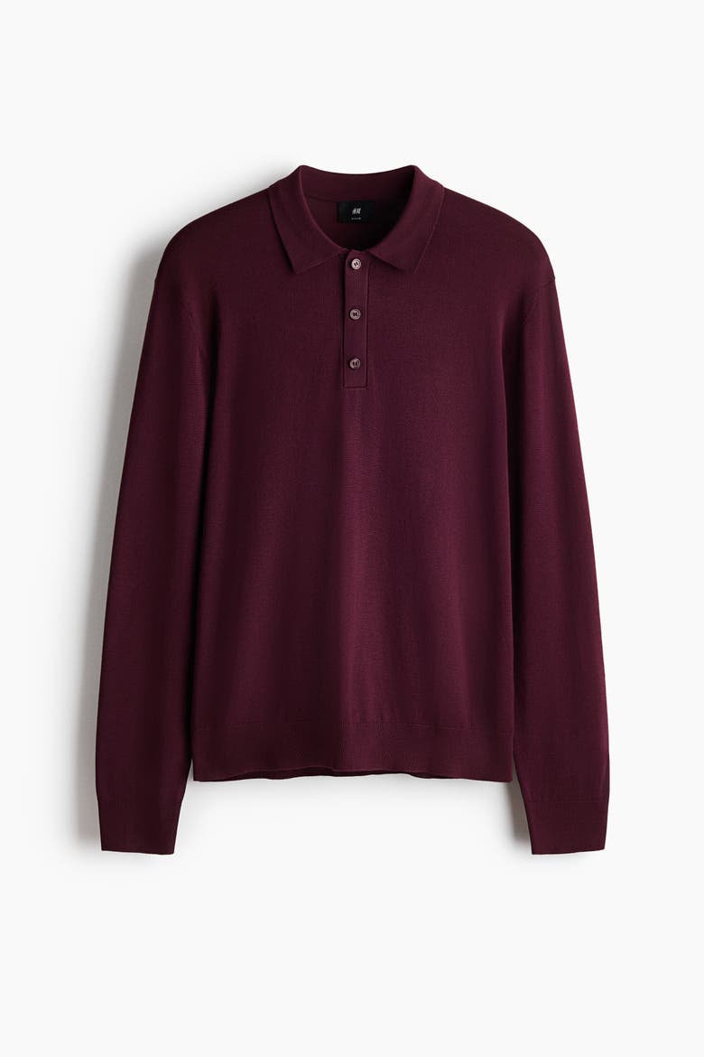 Regular-fit Knit Polo Shirt, Alternate, color, Burgundy