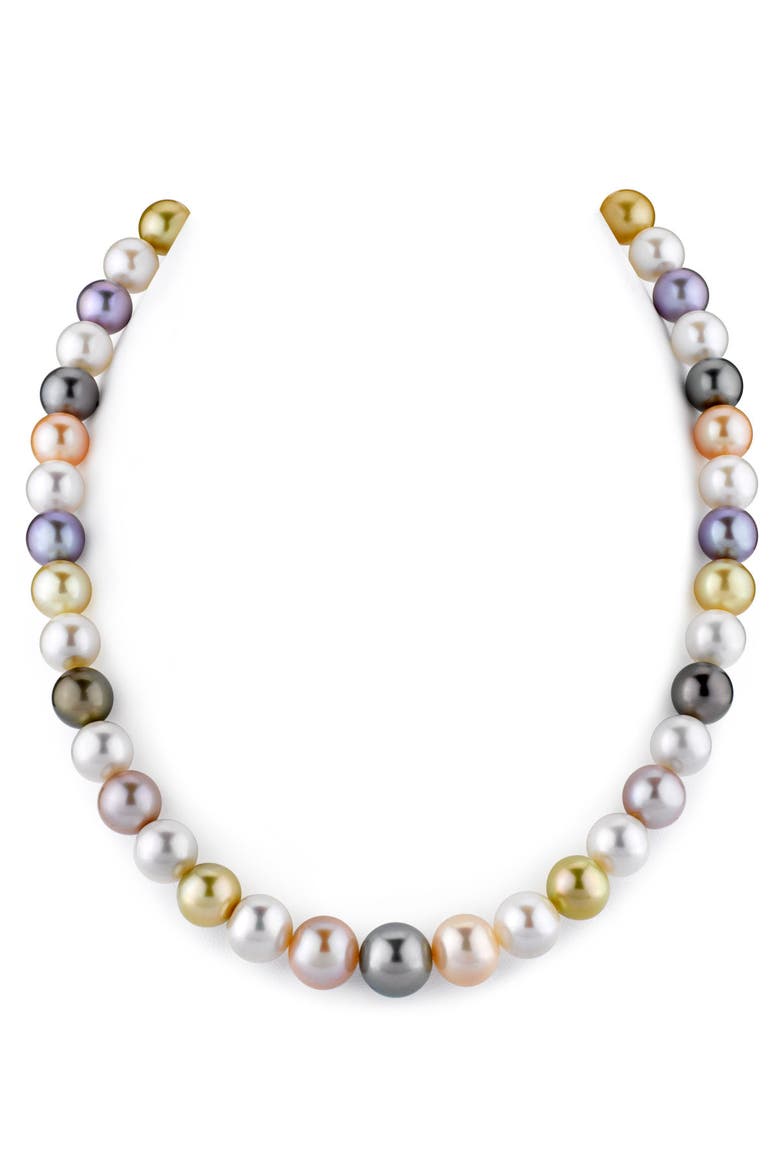 9-11mm Tahitian & Freshwater Multicolor Pearl Necklace - AAA Quality, Main, color, Yellow Gold Clasp