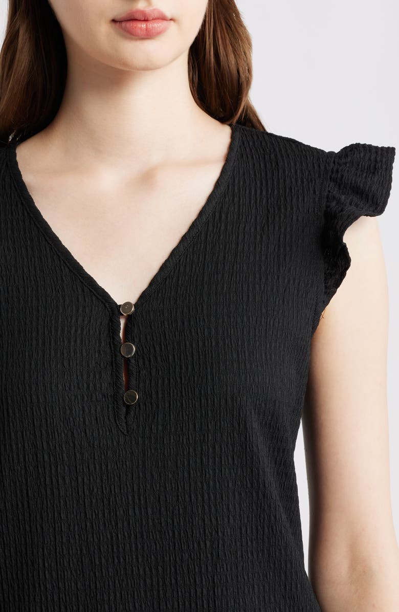 AK ANNE KLEIN Button Front Ruffle Sleeve Top, Alternate, color, 