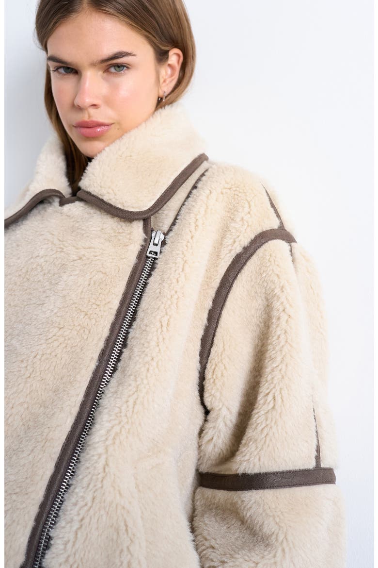 Faux Shearling Aviator Jacket, Alternate, color, BROWN