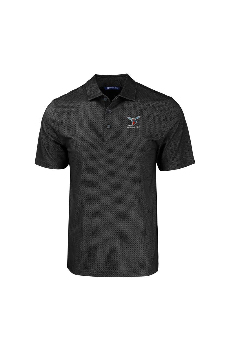 Cutter & Buck Men's Cutter & Buck Black Delaware State Hornets Pike Eco Tonal Geo Print Stretch Recycled Polo, Alternate, color, 