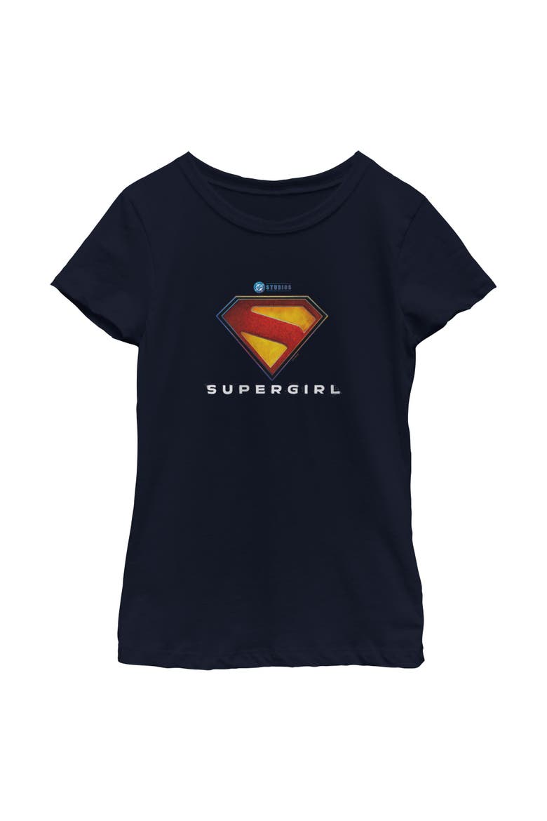 Girl's Supergirl New Official Logo  Graphic T-Shirt, Main, color, Navy Blue
