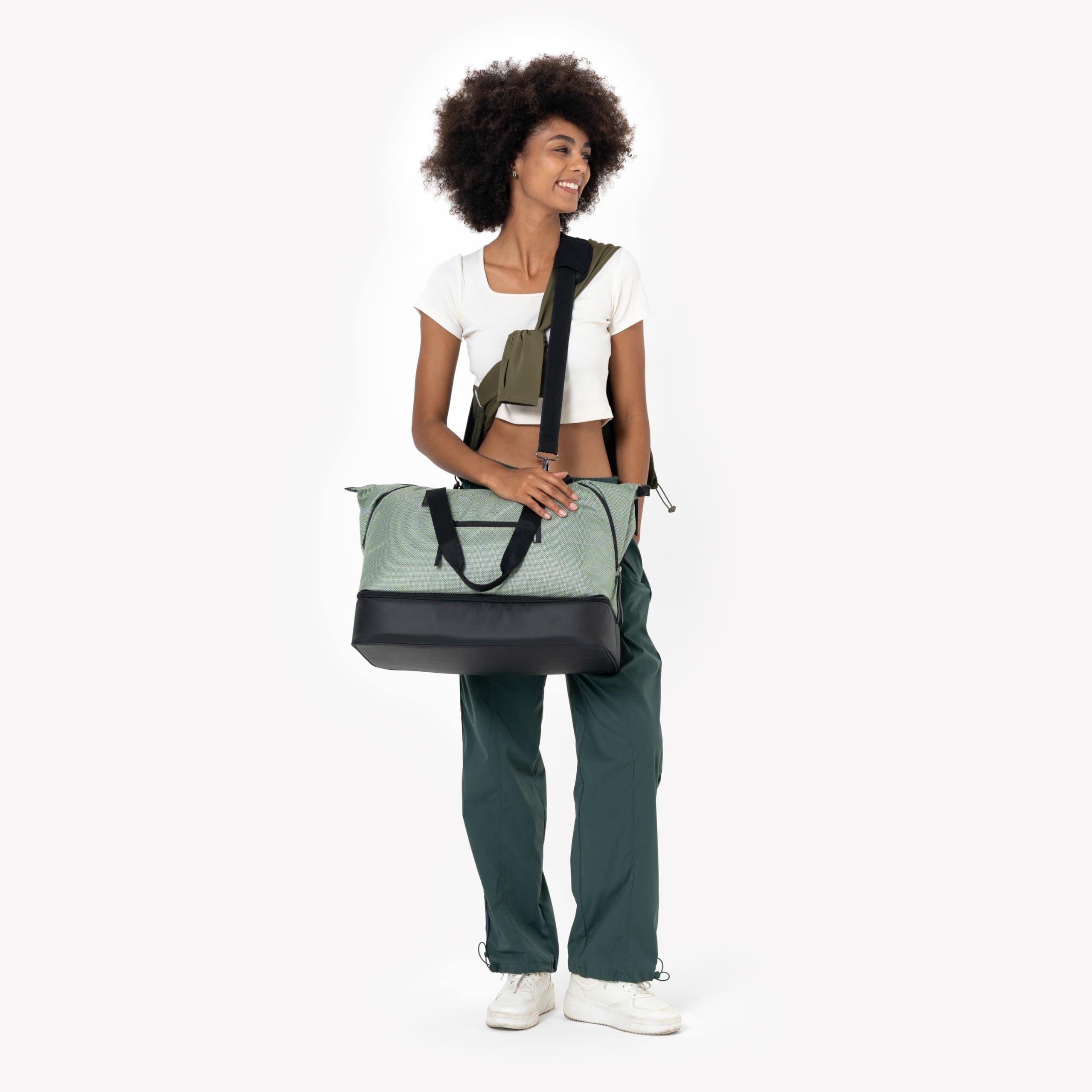 Sherpani Boston Anti Theft Travel Tote Bag with Removable Shoe Compartment, Alternate, color, Aloe Mist