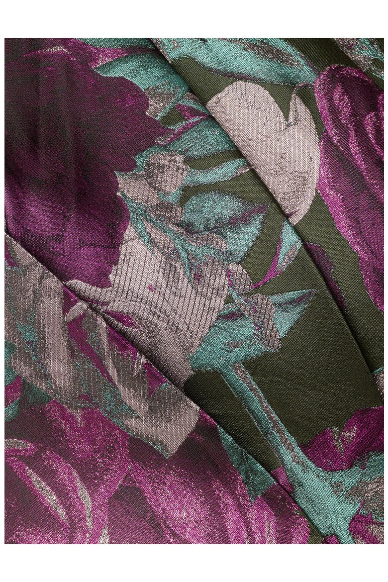 One-Shoulder Floral Jacquard Gown, Alternate, color, GREEN MULTI