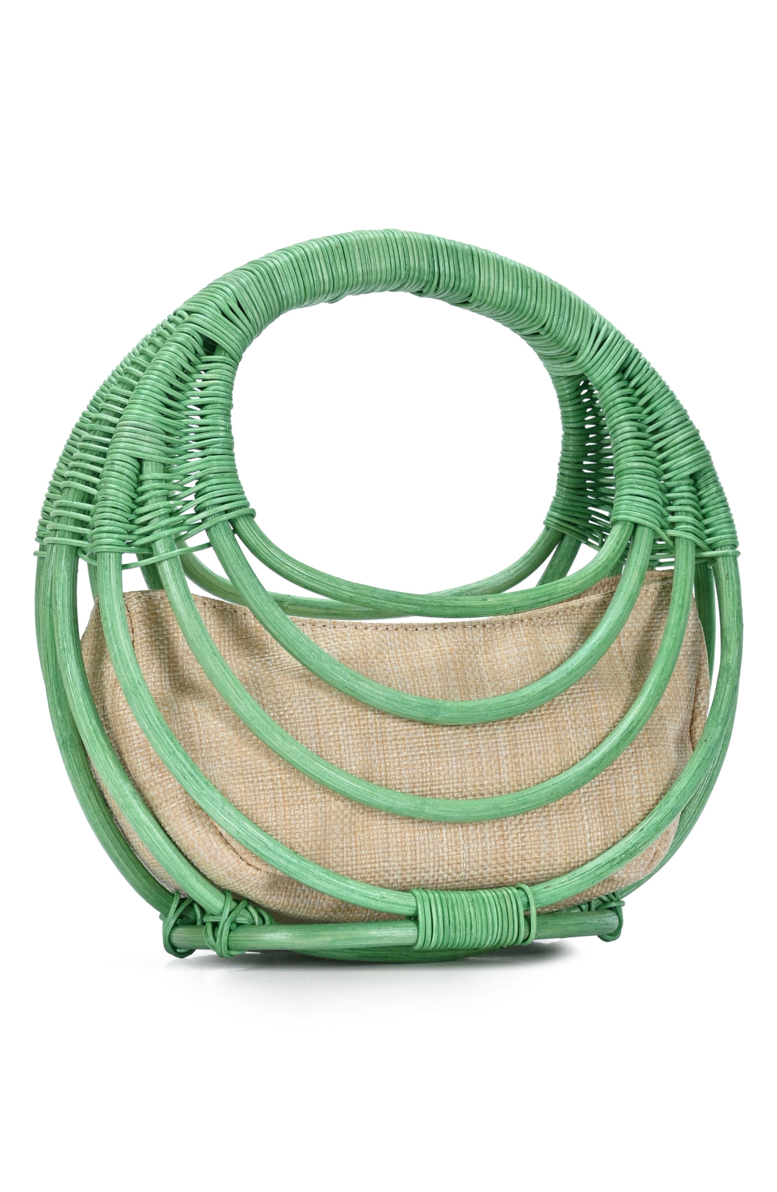 Wicker Structured Handheld Bag, Alternate, color, GREEN