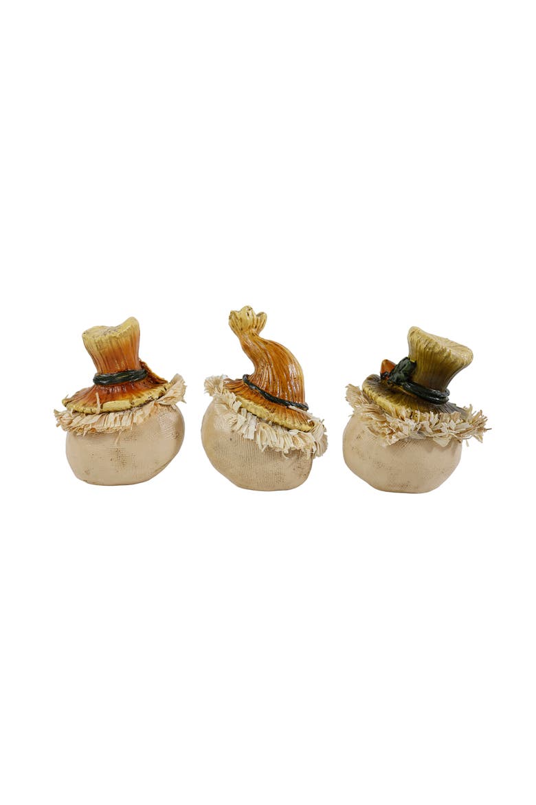 Set of 3 Resin Scarecrow Head Figurines, Alternate, color, Multicolored