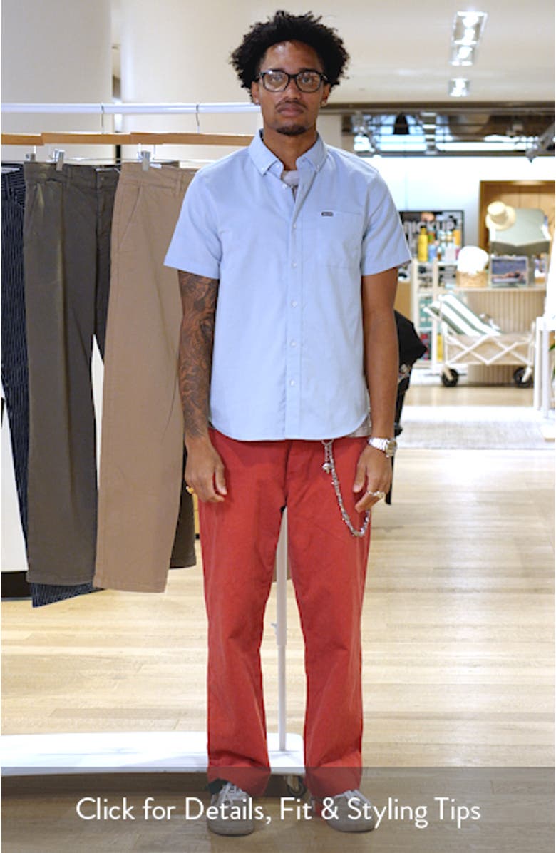 Sanford Oxford Short Sleeve Cotton Blend Button-Up Shirt, sales video thumbnail