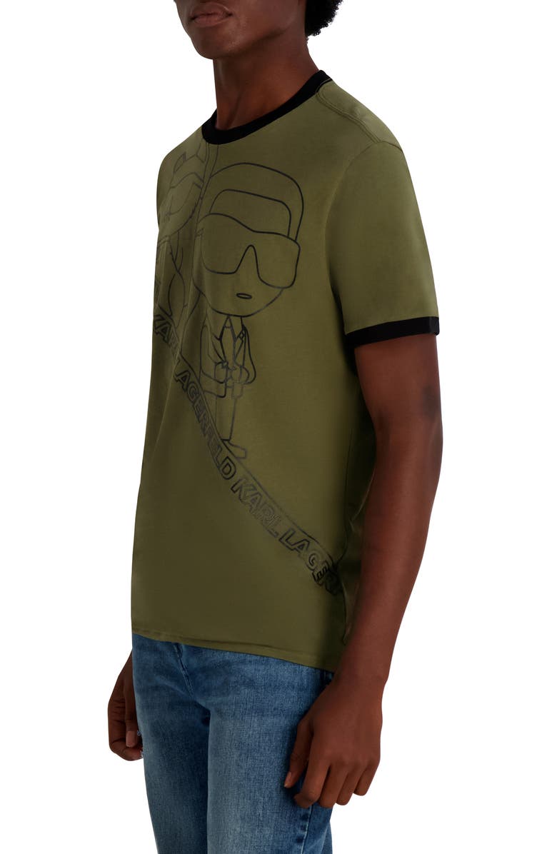 KARL LAGERFELD PARIS Oversized Outline T-Shirt, Alternate, color, Olive
