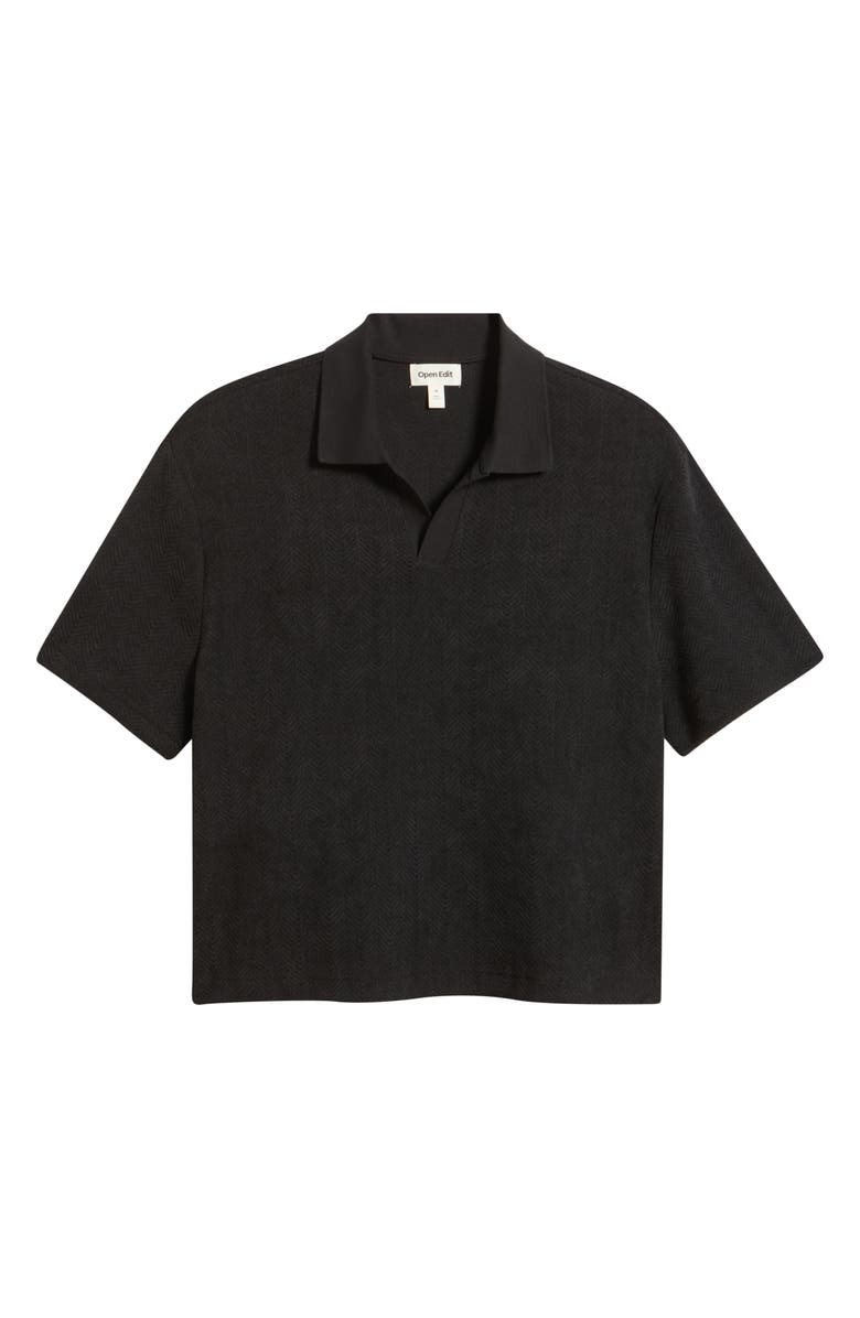 Open Edit Knit Johnny Collar Polo, Alternate, color, Black