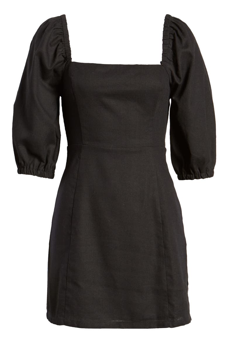 Square Neck Minidress, Alternate, color, BLACK