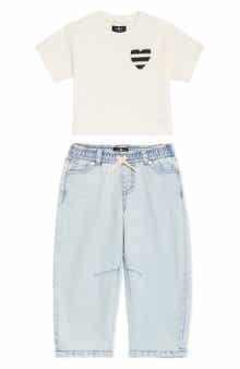 Crew T-Shirt & Barrel Leg Denim Set