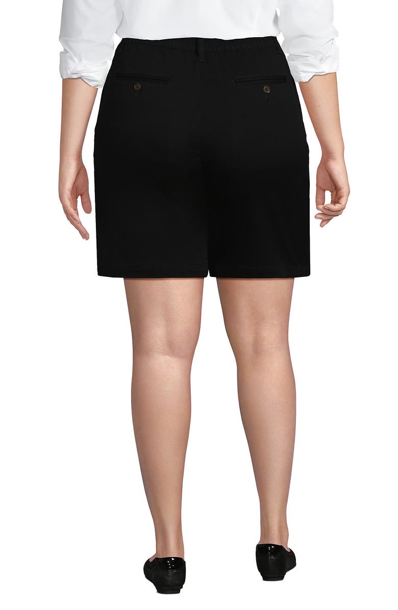 Lands' End Plus Size Elastic Back Classic 7" Chino Shorts, Alternate, color, Black