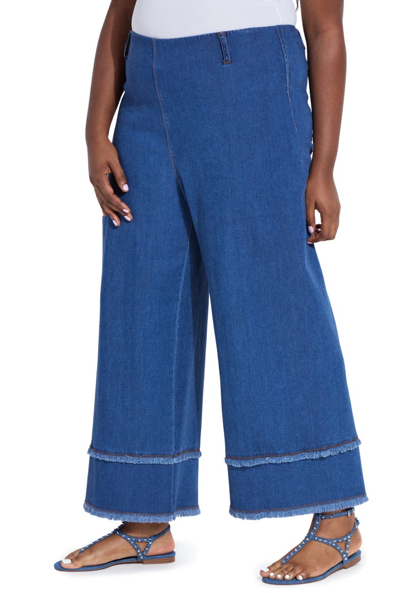 Pull-On Fringe Crop Wide Leg Jeans, Alternate, color, MID WASH
