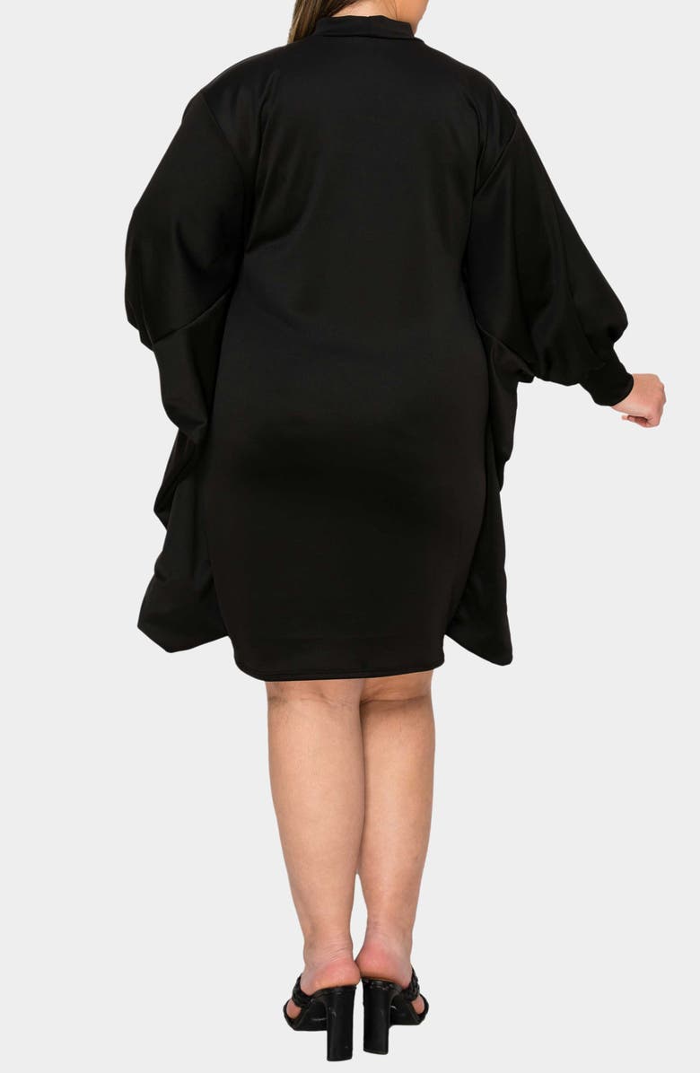 L I V D Alivera Cocoon Mock Neck Satin Minidress, Alternate, color, Black