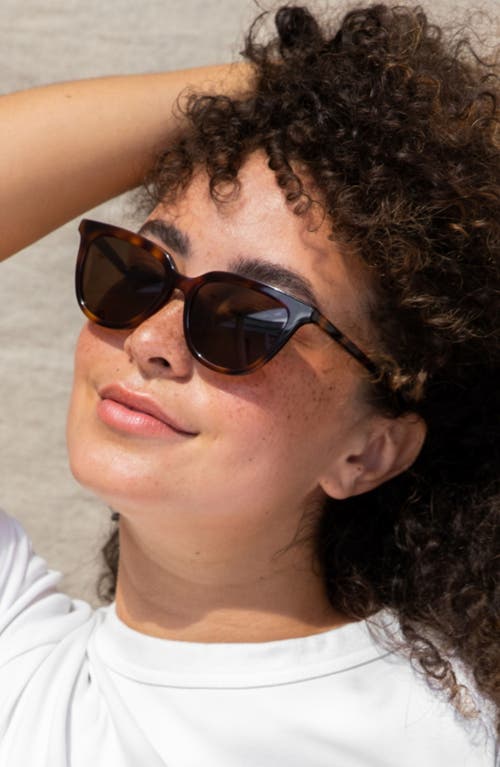 Mohala Eyewear Lanikai 53mm Low Nose Bridge Wide Width Polarized Cat Eye Sunglasses In Ember Glow/tan Lenses