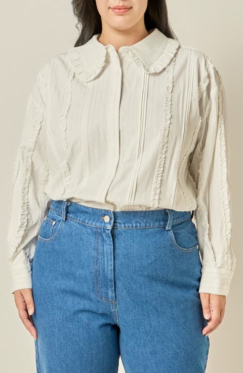 Pintucked and Ruffled Detail Shirt