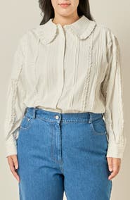 English Factory Pintucked and Ruffled Detail Shirt