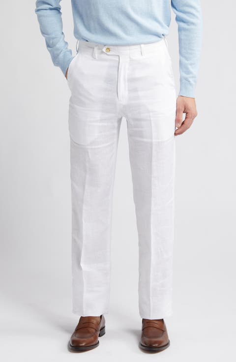 Men's Flat Front Linen Dress Pants