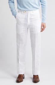 Berle Men's Flat Front Linen Dress Pants
