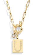 Mint & Lily Pave Initial Pendant with Paperclip Chain Necklace