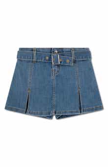 Kids' Pleated Belted Denim Skort