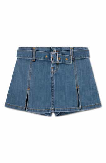 Kids' Pleated Belted Denim Skort