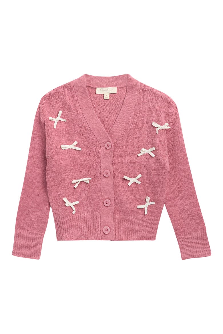 Kids' Chenille Bow Cardigan, Main, color, ROSE