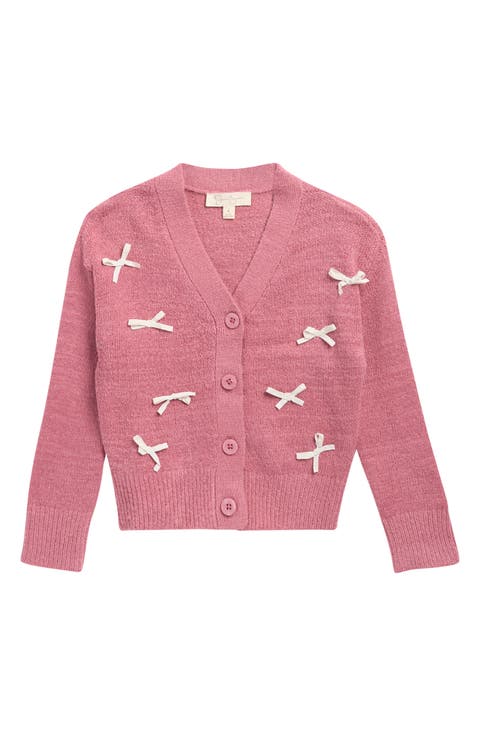 Kids' Chenille Bow Cardigan