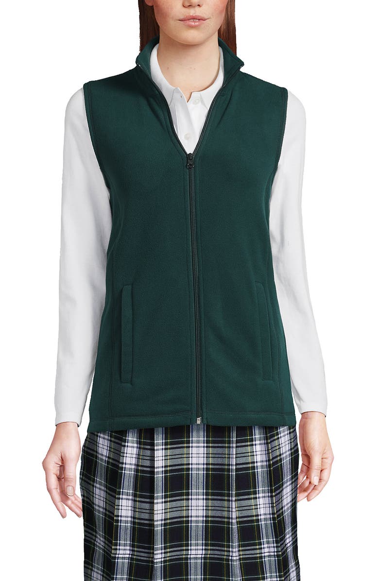 Lands' End Lightweight Fleece Vest, Main, color, Evergreen