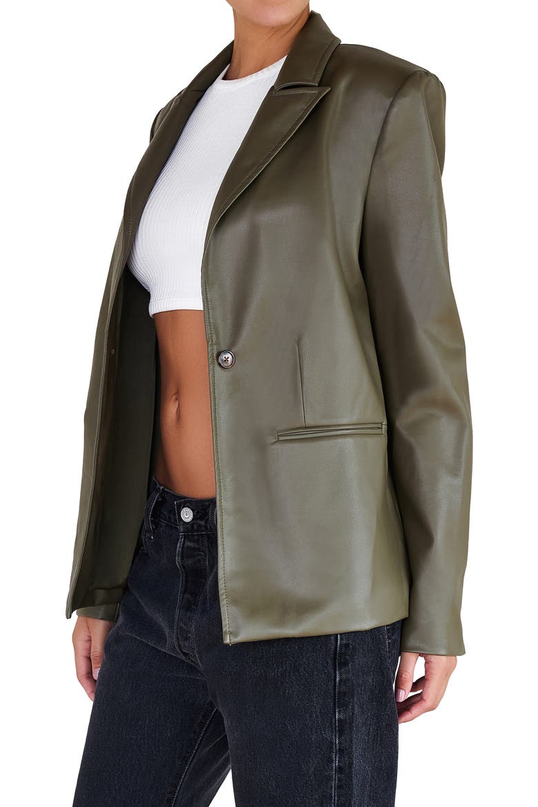 Faux Leather Blazer, Alternate, color, AVOCADO