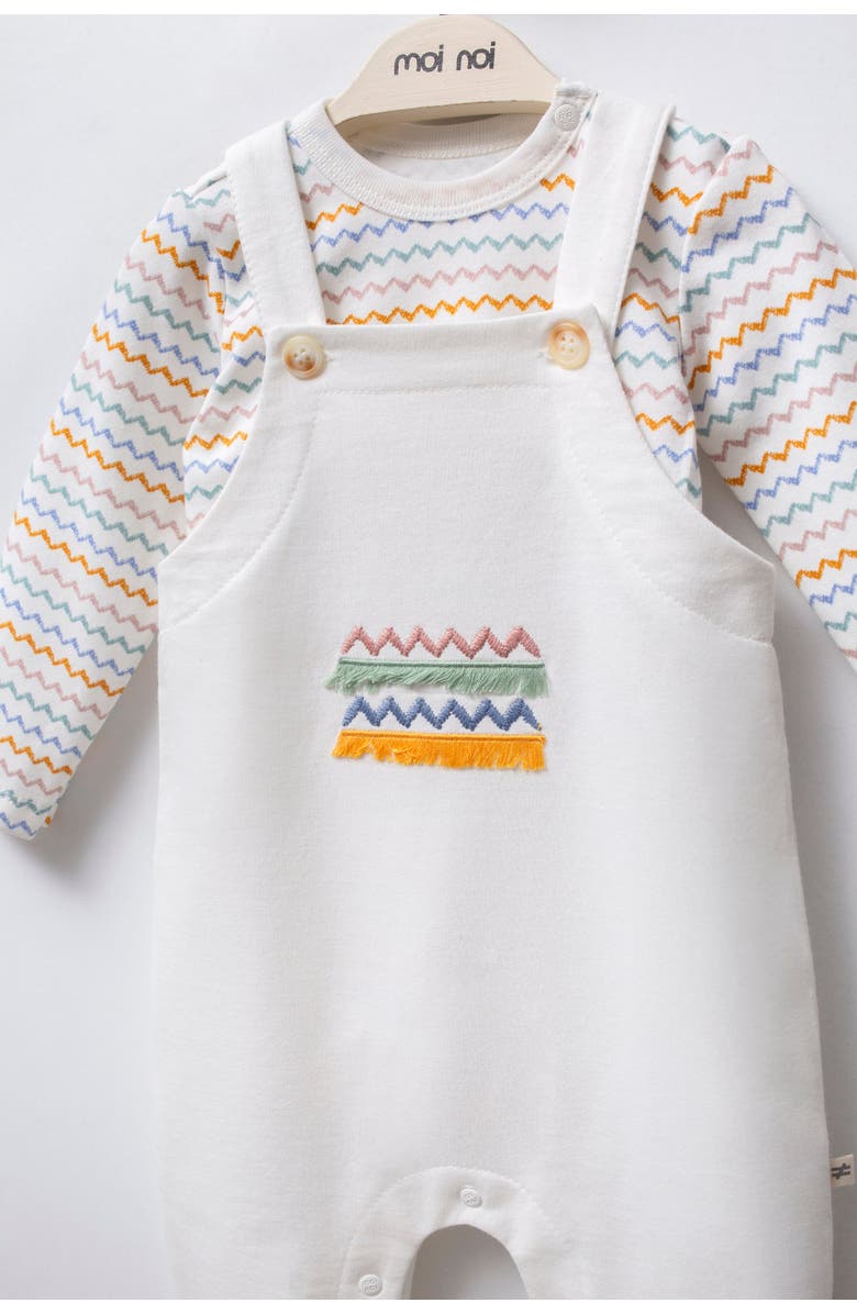 moi noi Zigzag Overalls Set, Alternate, color, Ivory