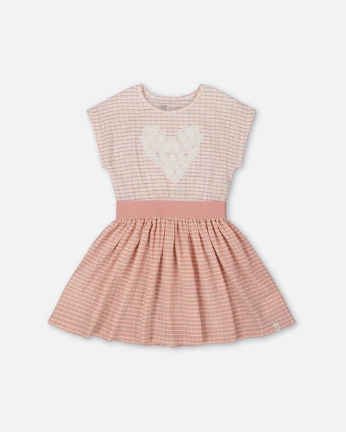 Deux Par Deux Girls' Crinkle Dress With Applique Light - Big Kid In Light Old Pink